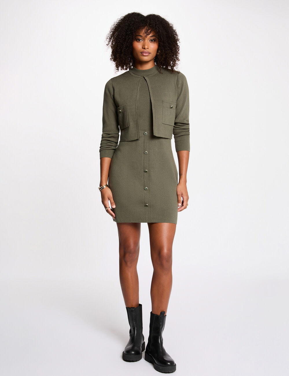 Korte 2-in-1 jurk brons vrouw