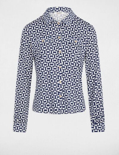 T-shirt met omgeslagen kraag helder wit vrouw
