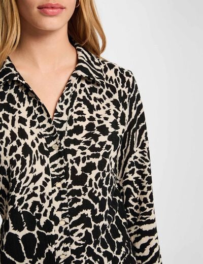 Chemise ajustée col à revers multicolore femme