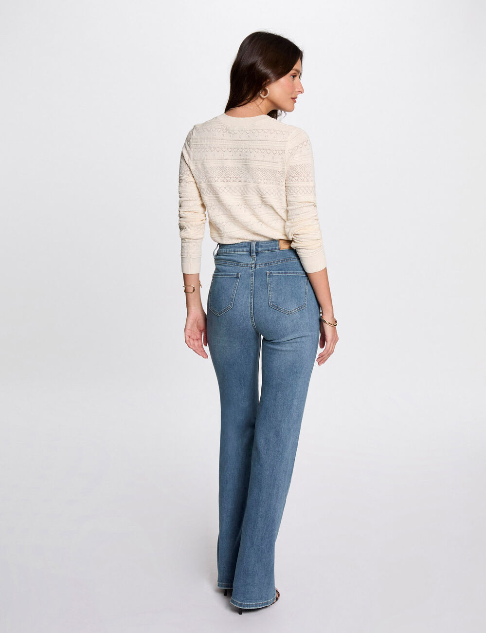 Vest met ronde hals ivoor vrouw
