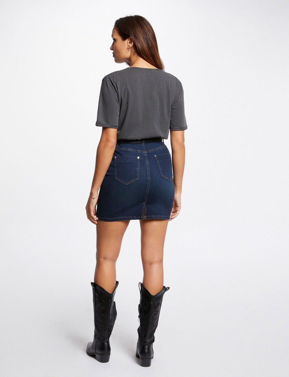 Jupe courte en jean jean brut femme