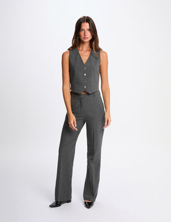 Broek met wijde pijpen mediumgrijs vrouw