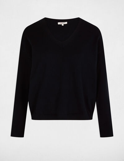 V-hals trui marineblauw vrouw