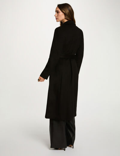 Manteau long ceinturé noir femme