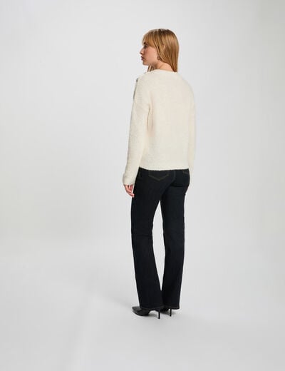 Bootcut jeans met hoge taille ruw denim vrouw