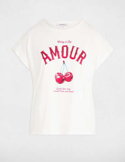 T-shirt à inscription blanc femme