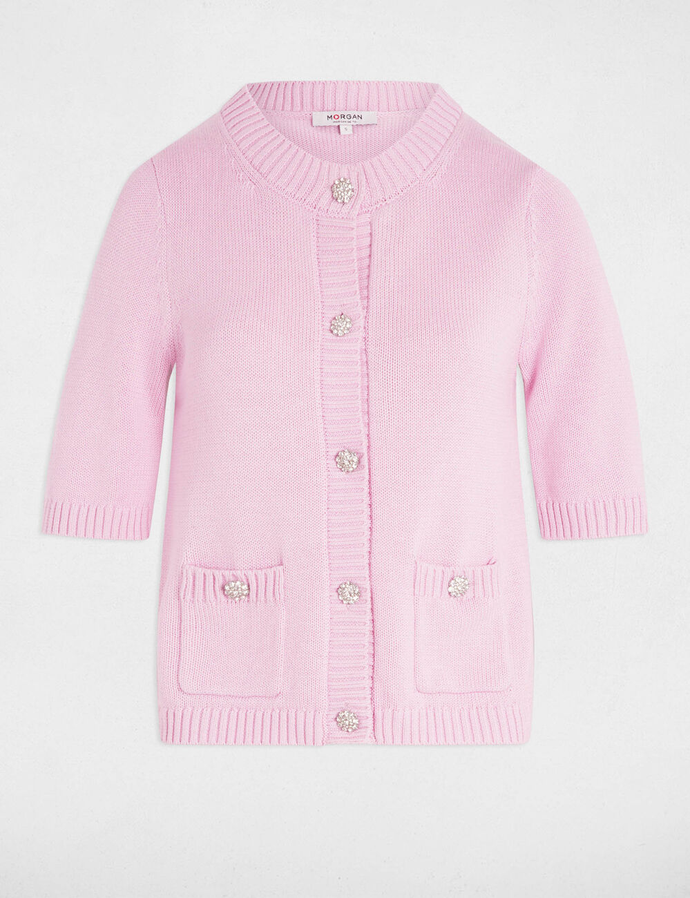 Vest met 3/4 mouwen pastelroze vrouw
