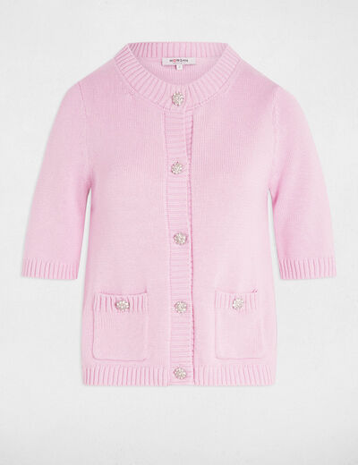 Vest met 3/4 mouwen pastelroze vrouw