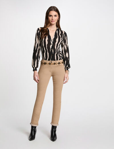Pantalon droit camel femme