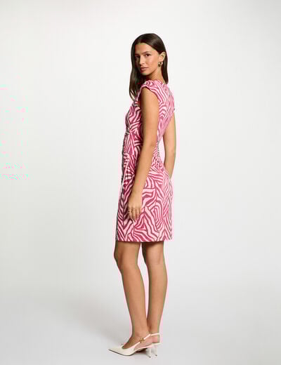 Robe courte col v multicolore femme