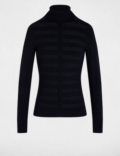 Pull col roulé bleu marine femme