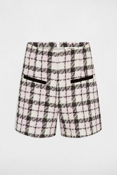 Short droit à carreaux multico femme