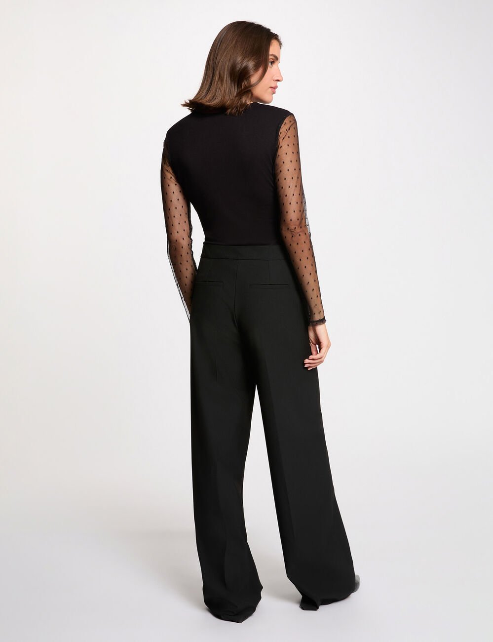 Kant body met V-hals zwart vrouw