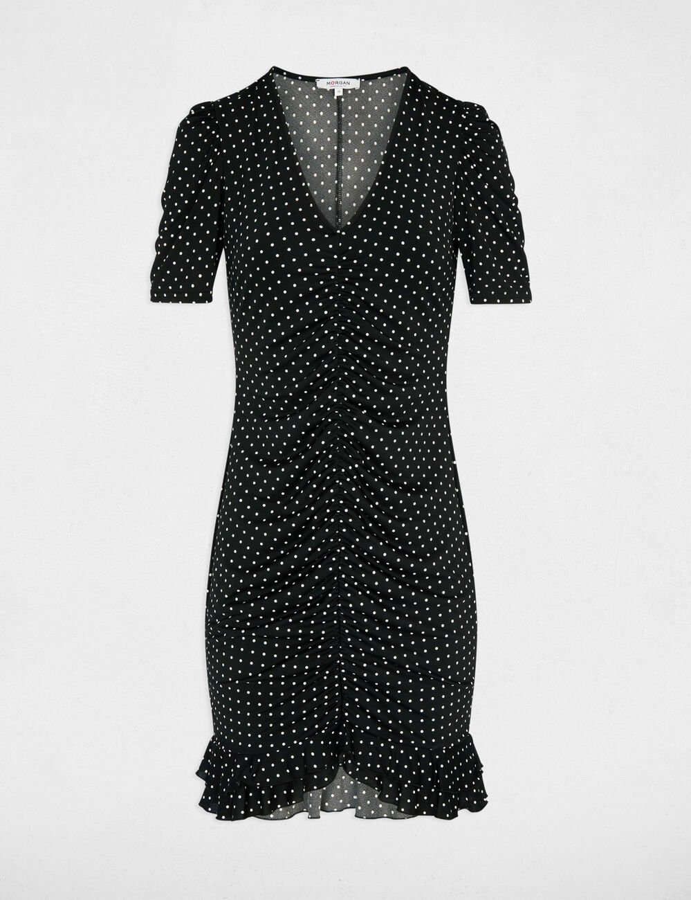 Robe courte manches bouffantes noir femme