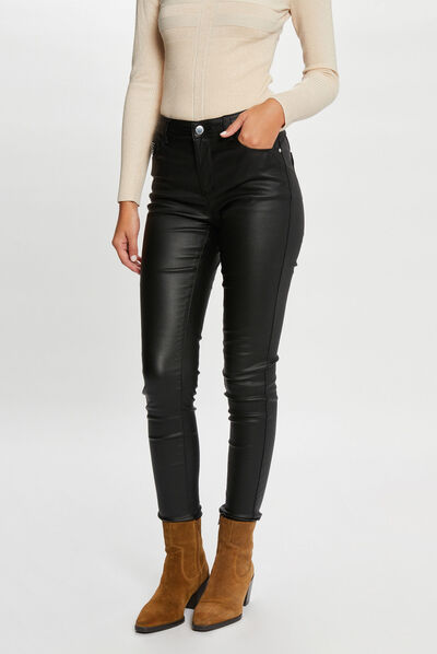 Strass gecoate skinny broek zwart vrouw