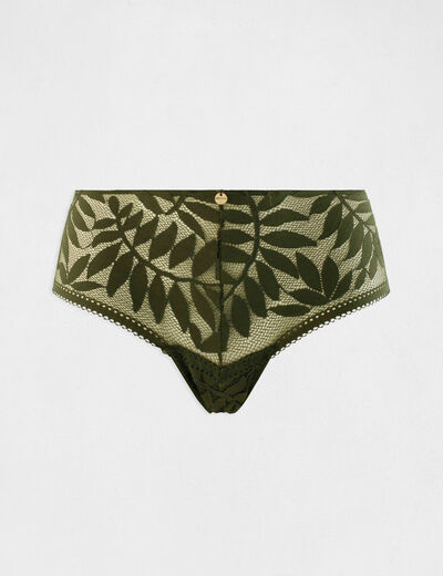 Shorty en dentelle vert kaki femme