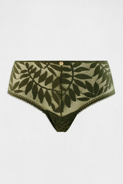 Shorty en dentelle vert kaki femme