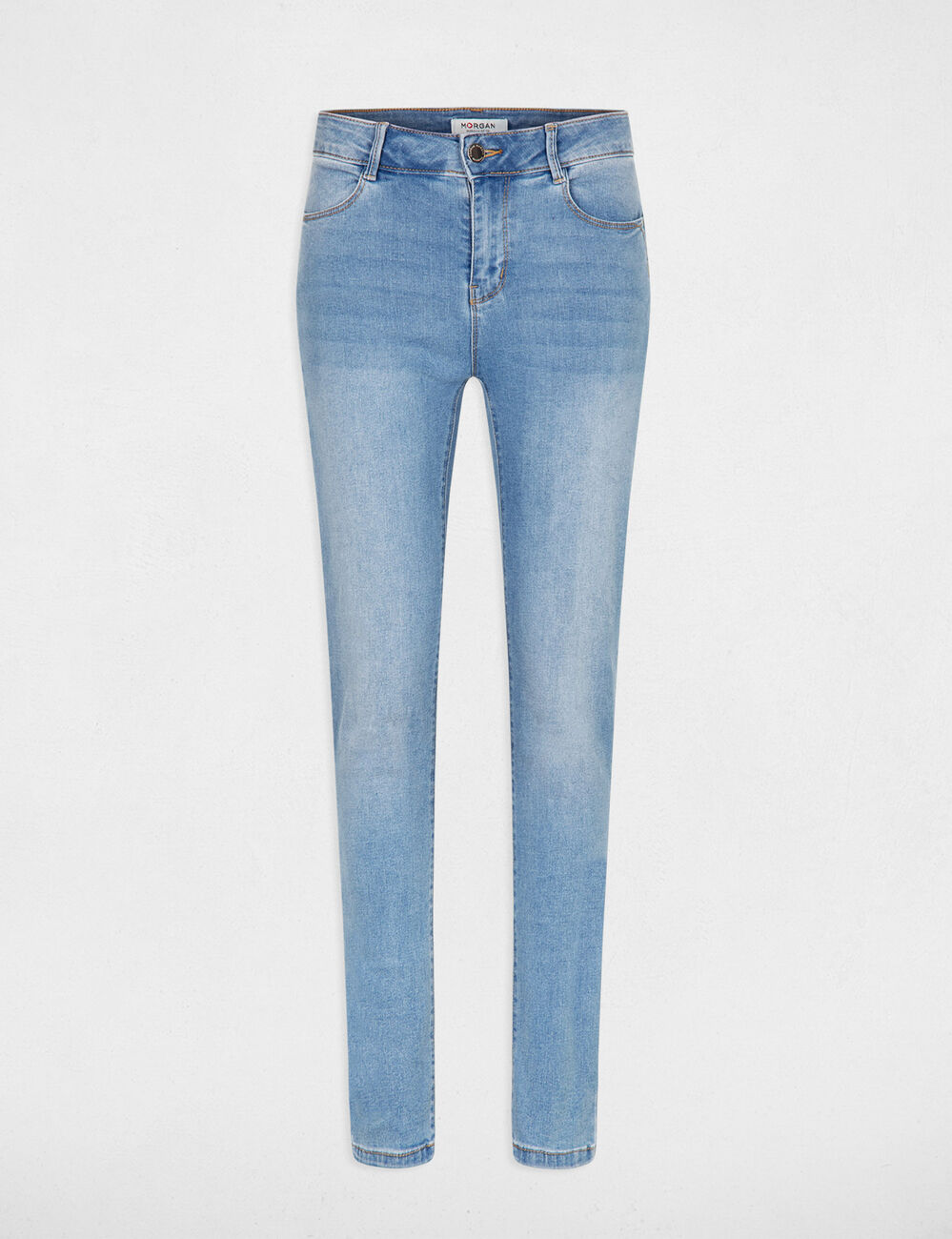 Slim fit jeans standaardmaat gebleekt denim vrouw