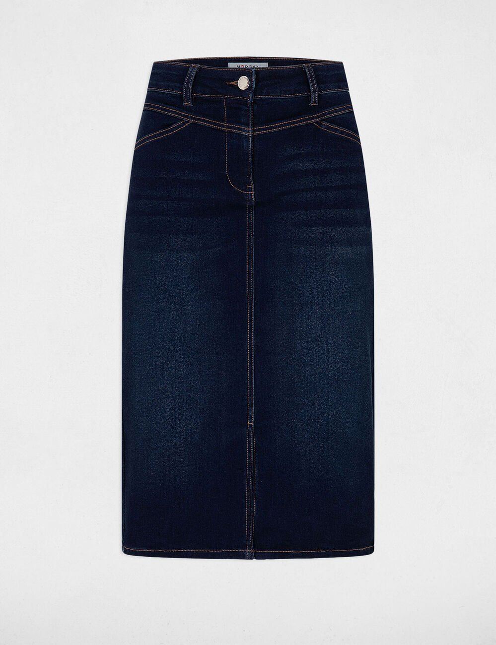 Jupe longueur genou en jean jean brut femme