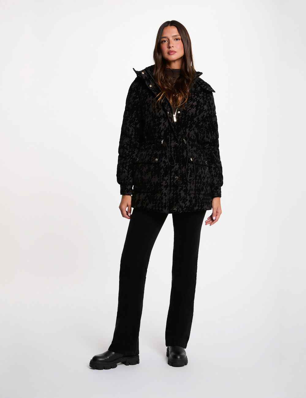 Doudoune velours noir femme
