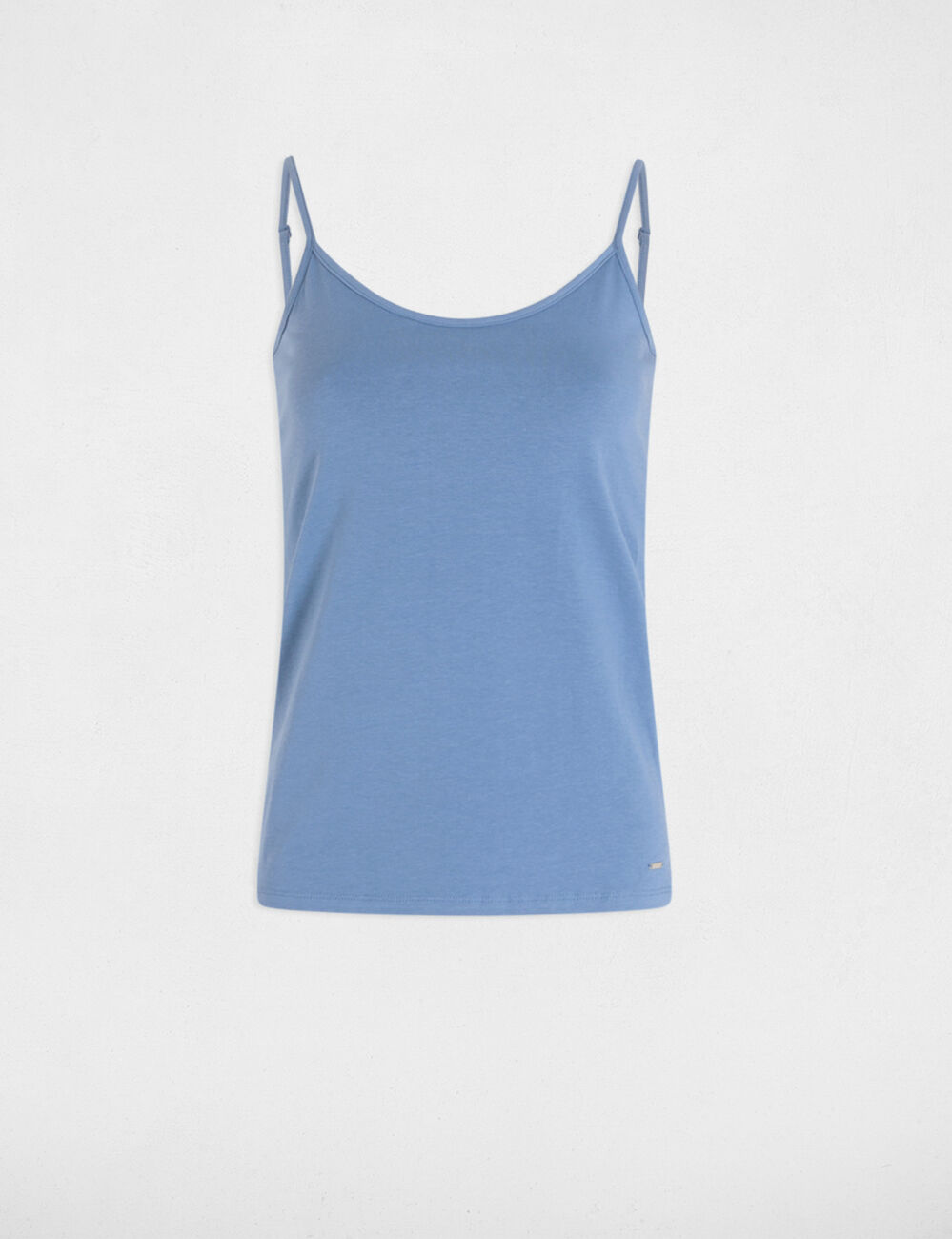 Hemdje met smalle bandjes bleu gris vrouw