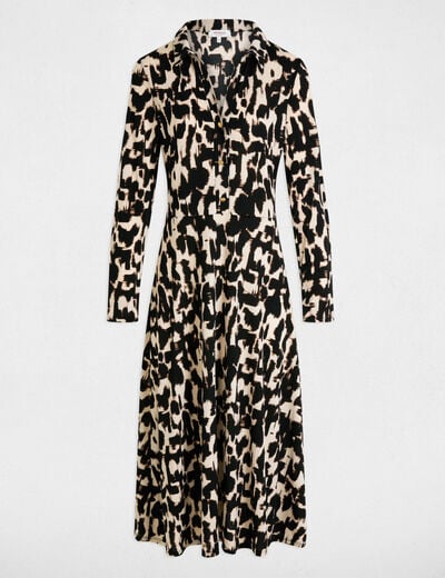 Robe longue droite imprimée multicolore femme