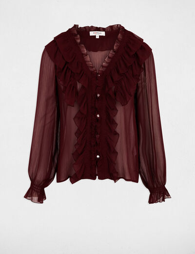 Chemise fluide col v prune femme