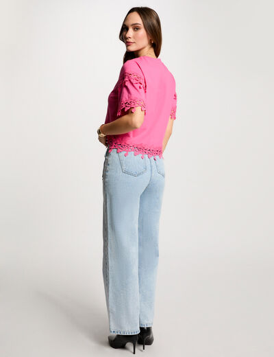 T-shirt manches courtes rose femme