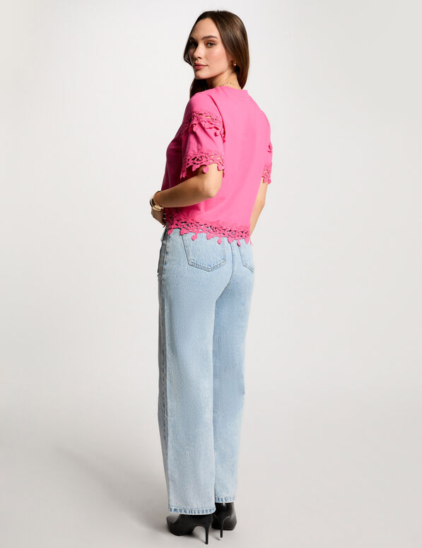 t shirt manches courtes rose femme T-shirt manches courtes rose femme