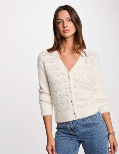 Vest met lange mouwen ivoor vrouw