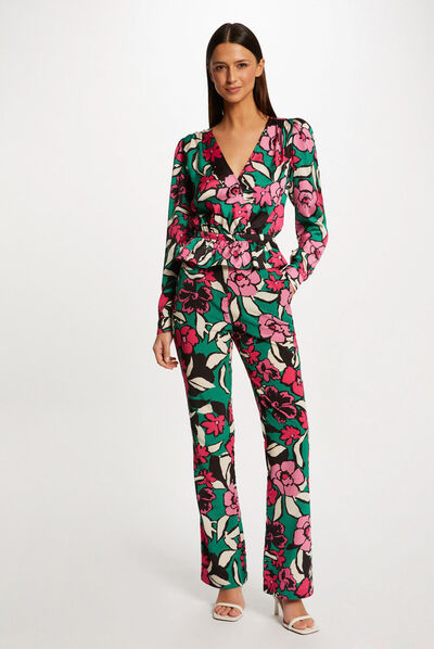 Rechte broek met bloemenprint meerkleurig vrouw