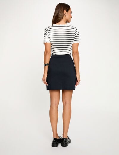 T-shirt ray&eacute; col v blanc femme