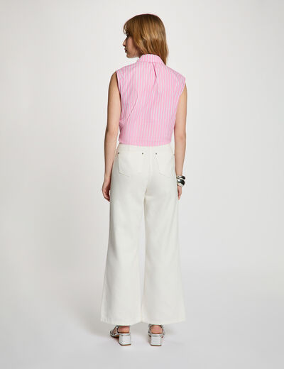 Chemise nou&eacute;e sans manches rose femme