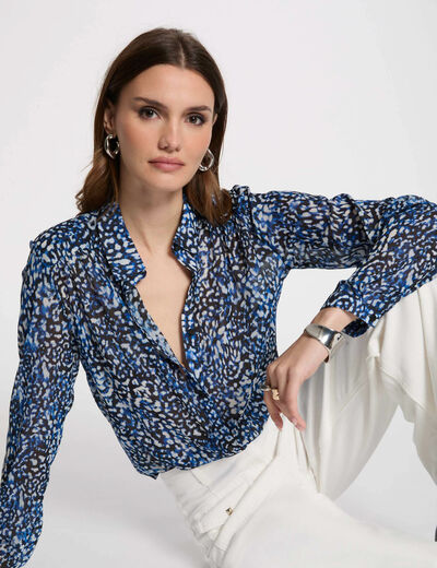 Chemise manches longues multicolore femme