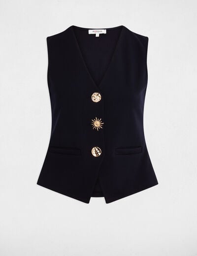 Gilet sans manches col v bleu marine femme