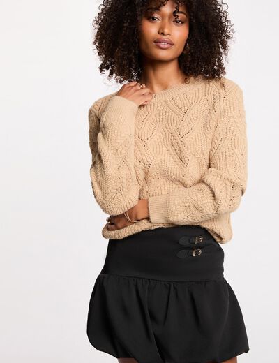 pull maille fantaisie beige femme Pull maille fantaisie beige femme