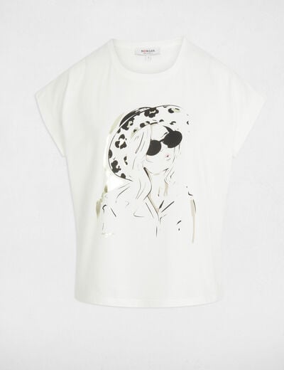 T-shirt à inscription blanc femme