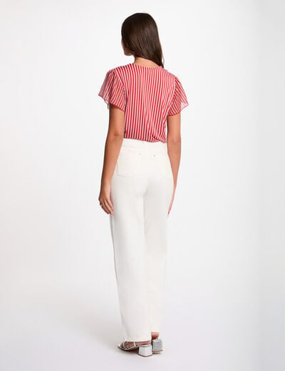 T-shirt met lavalli&egrave;rekraag rood vrouw