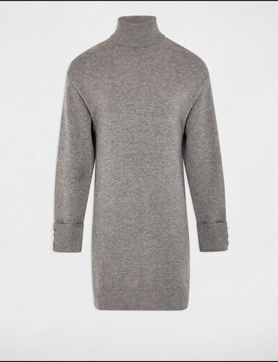 Robe tricot courte droite gris clair femme