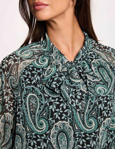 Robe courte col lavalli&egrave;re multicolore femme