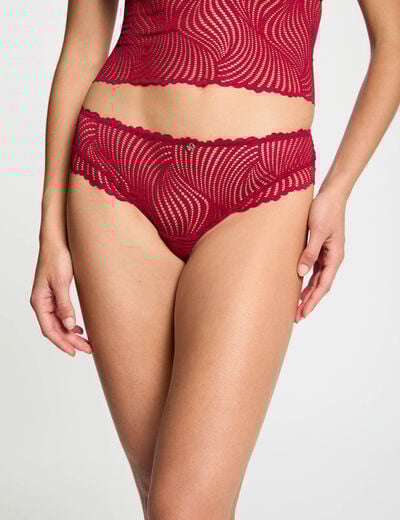 Kanten shorty bordeaux vrouw