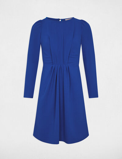 Robe courte ajustée froncée bleu electrique femme