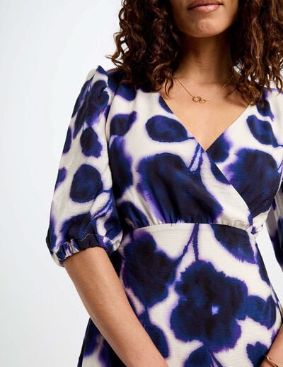 Korte uitlopende jurk met bloemenprint meerkleurig vrouw