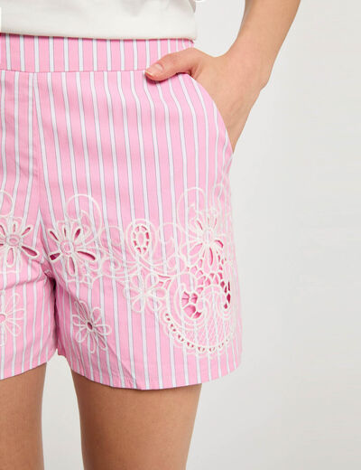 Short taille haute rose femme