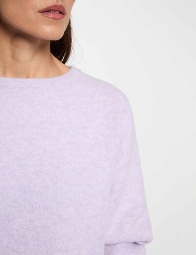 Pull col rond parme femme