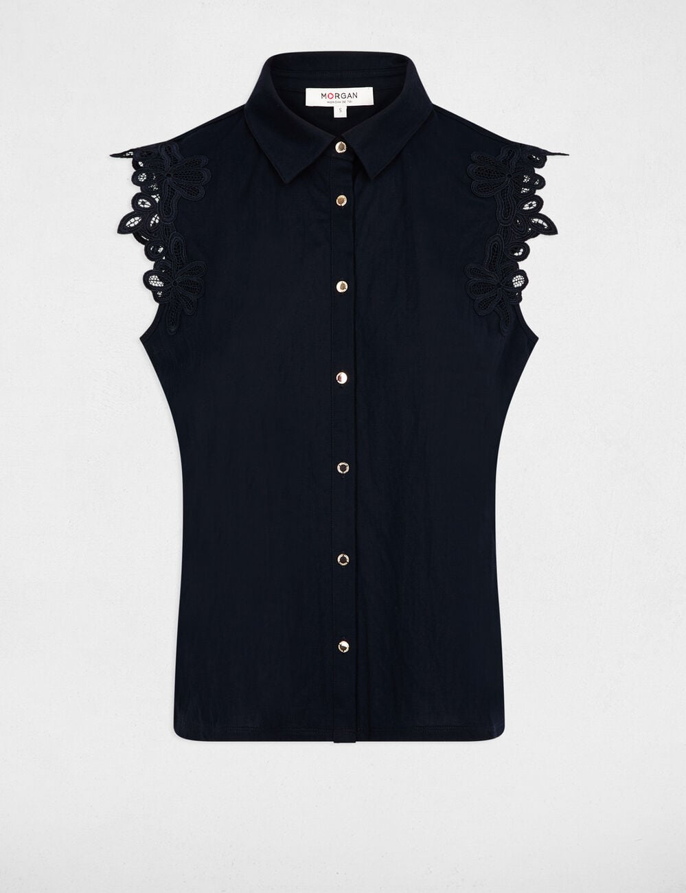 Chemise sans manches bleu marine femme