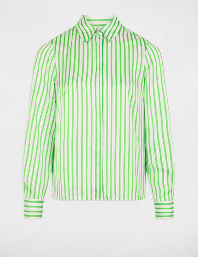 Chemise manches longues rayée vert femme