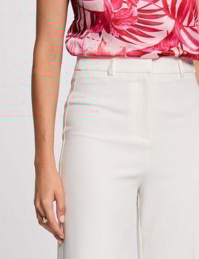 Pantalon droit à pinces blanc femme