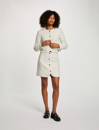 Jupe courte ajustée ivoire femme