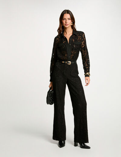 Lange kanten jumpsuit zwart vrouw